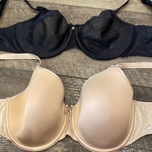 CHANTELLE Dark Nude Black Smooth Bra Bundle 36D